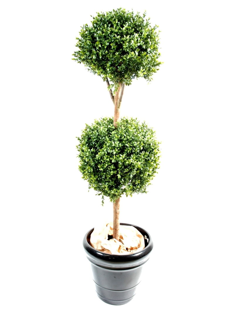 Buis tige double boule artificiel - 2 boules de buis - Hauteur 170 cm