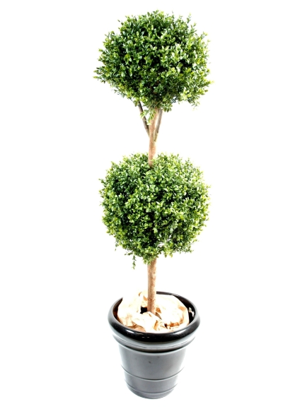 Buis tige double boule artificiel - 2 boules de buis - Hauteur 170 cm
