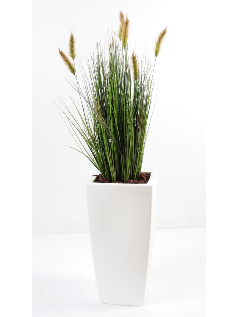 Foxtail artificiel en pot pure blanc 120 cm