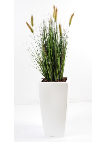 Foxtail artificiel en pot pure blanc 120 cm