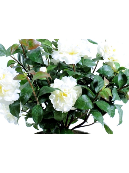 Camélia artificiel 56 cm - pot terre
