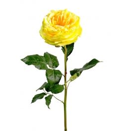 Rose Anglaise artificielle - 6 couleurs - Diam 14 cm - Vendues par 3 Jaune