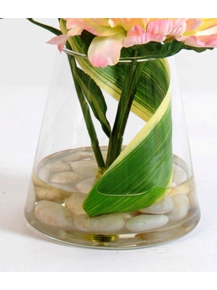 Bouquet tourbillon de 3 pivoines artificielles 58 cm