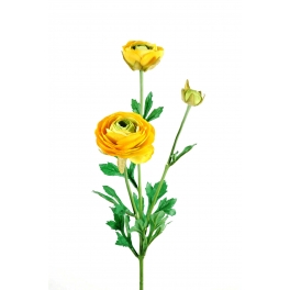 Fleurs artificielles RENONCULES - Vendues par 6 tiges &agrave; la couleur - Jaune ou P&ecirc;che Jaune