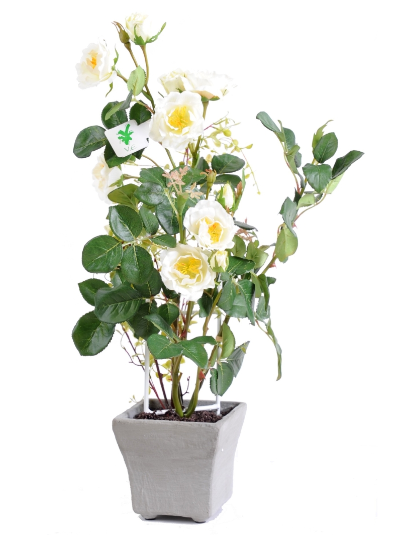 Rosier artificiel en pot - Hauteur 50 cm