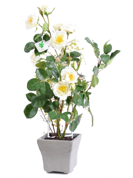 Rosier artificiel en pot - Hauteur 50 cm