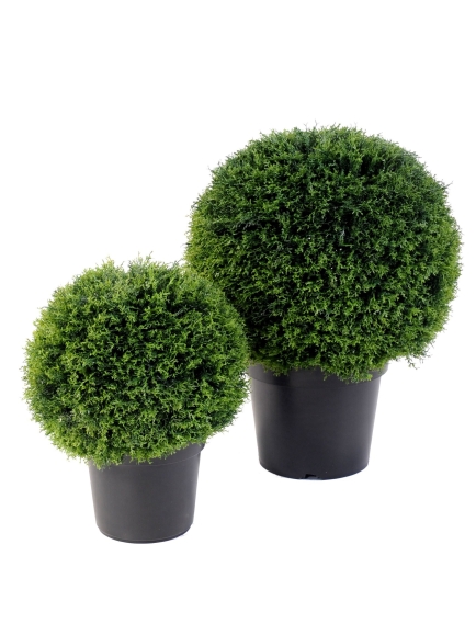Cypres artificiels boule + pot - 43 ou 55 cm