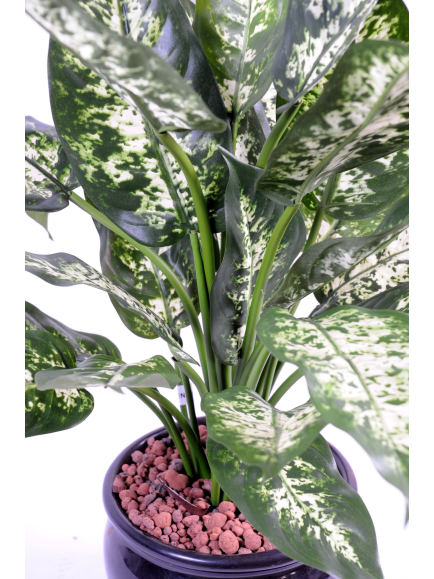 Dieffenbachia artificiel en pot plastique - 26 feuilles