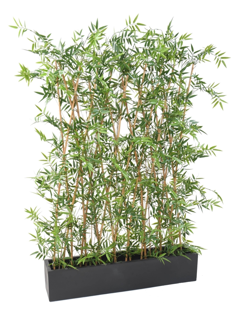 Haie de Bambous artificiels avec sa Jardinière