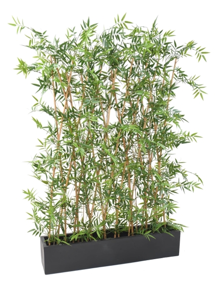 Haie de Bambous artificiels avec sa Jardinière