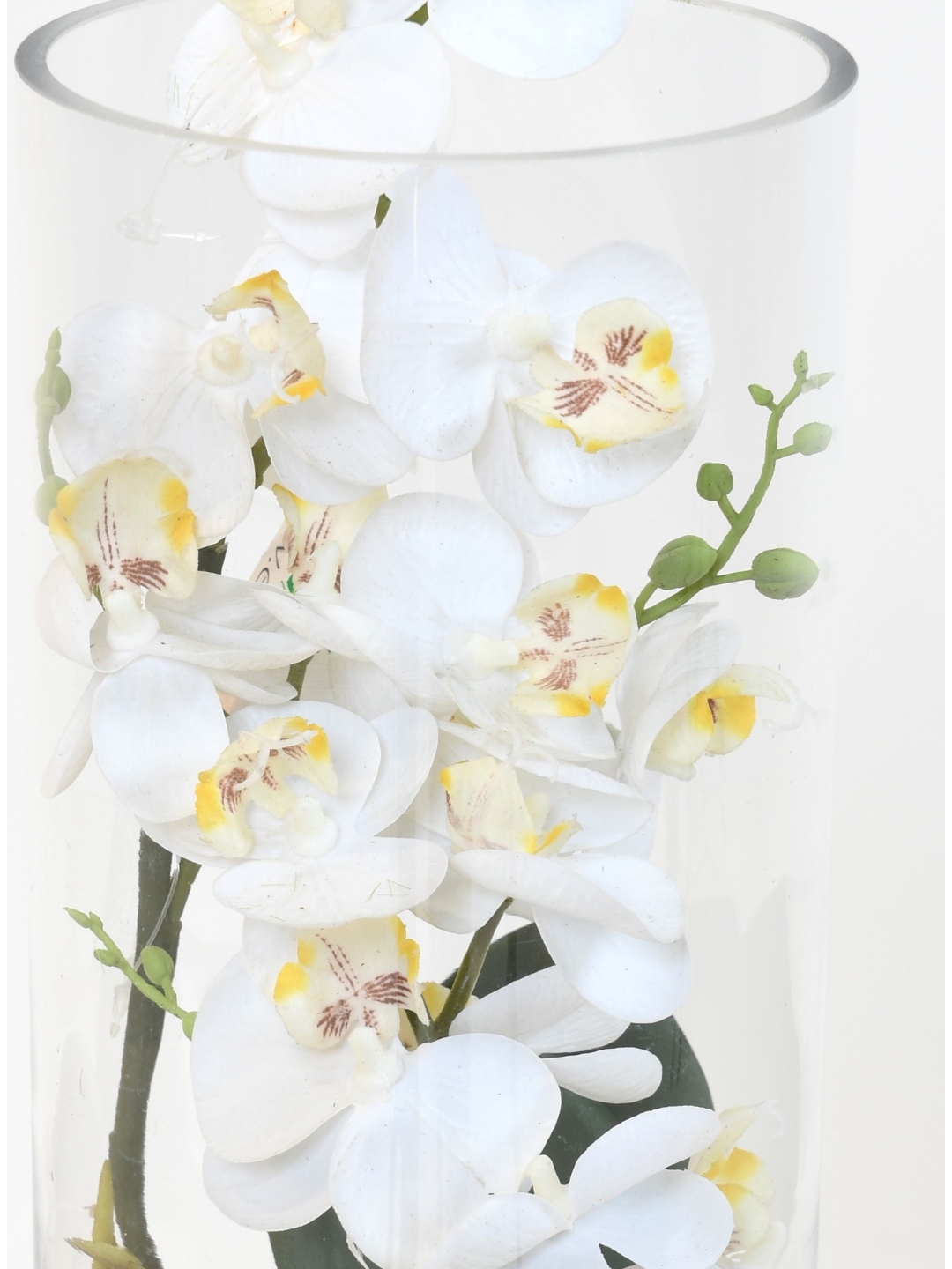 Vase Faience Atmosphere Avec Composition Orchidées Artificielles - Blanc Moderne