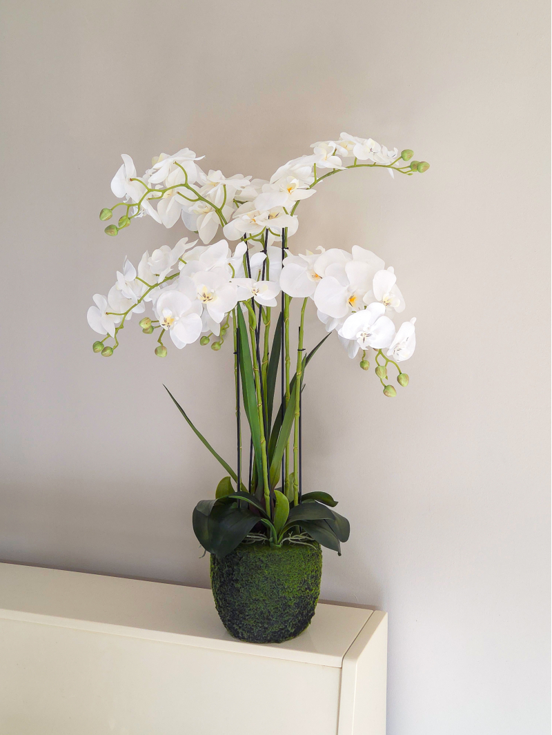 Orchidée artificielle en pot mousse  80 cm