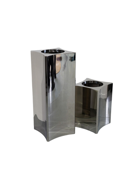 Pot carré incurvé argenté - effet miroir