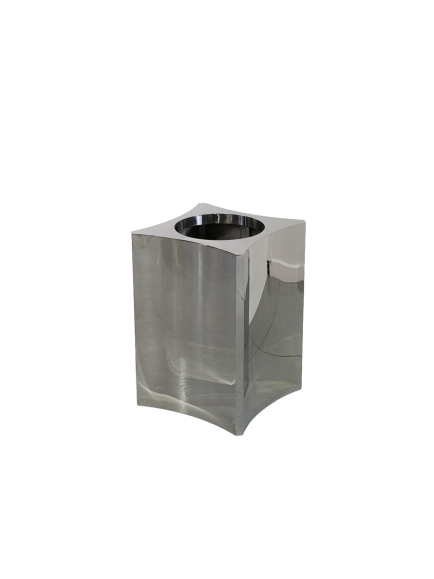 Pot carré incurvé argenté - effet miroir