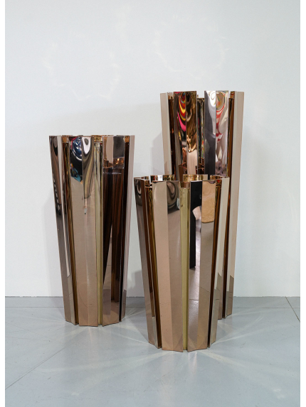 Pot cylindre texturé rose gold - effet miroir