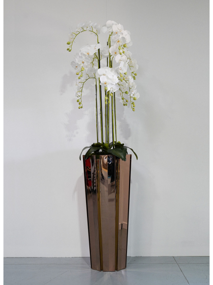 Pot cylindre texturé rose gold - effet miroir